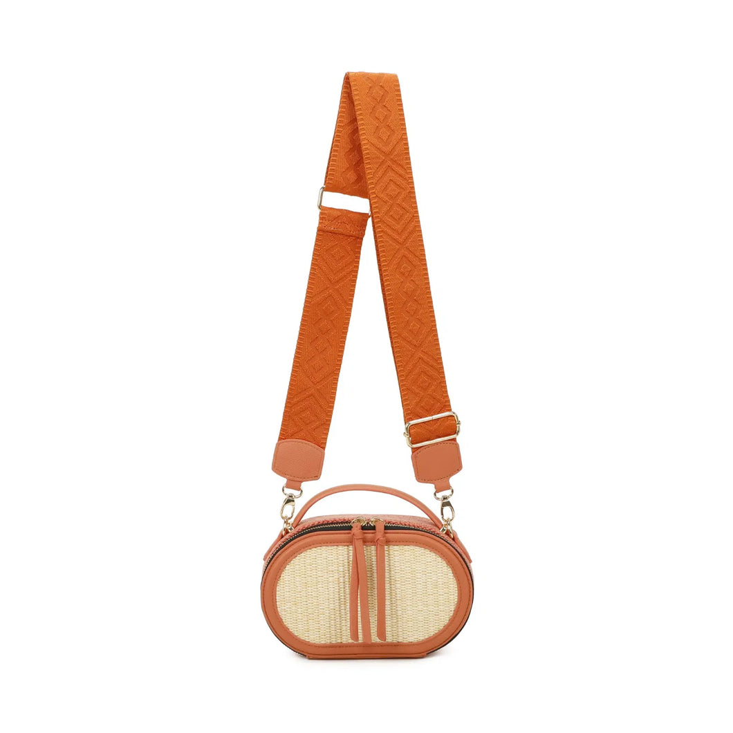 Orange straw box bag