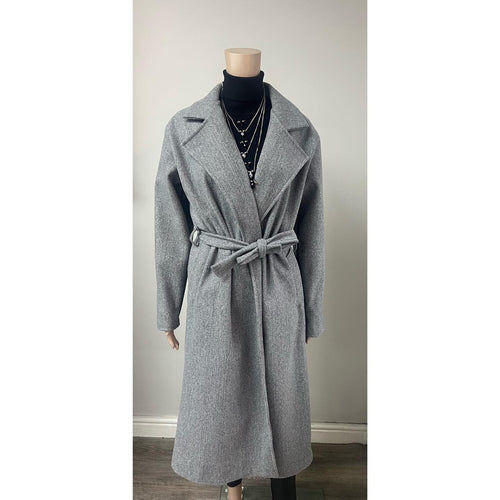 Grey felt wrap coat