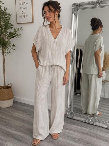Beige pin stripe co ord set