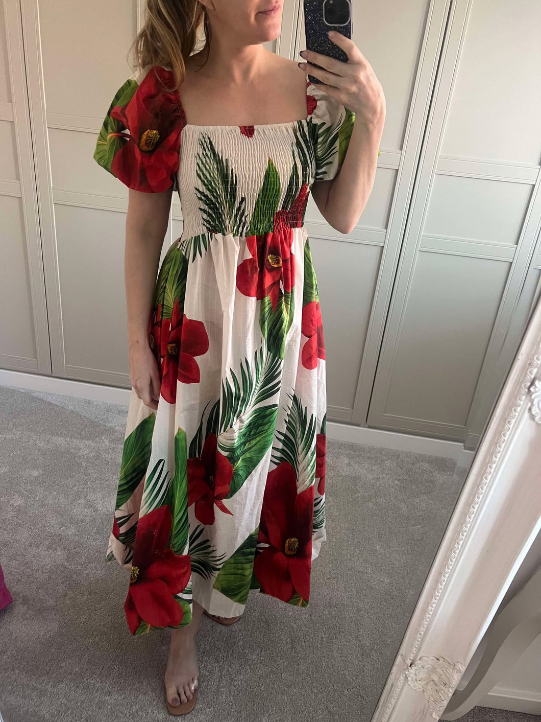 Floral puff sleeve maxi dress