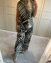 Palm Print Sleeveless Button Detail Top