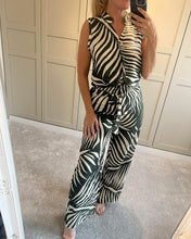 Palm print wide leg trousers