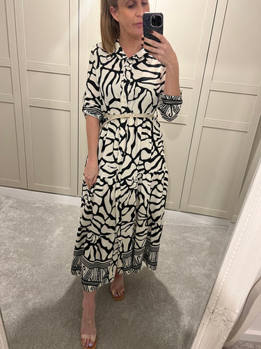 Printed belted dress