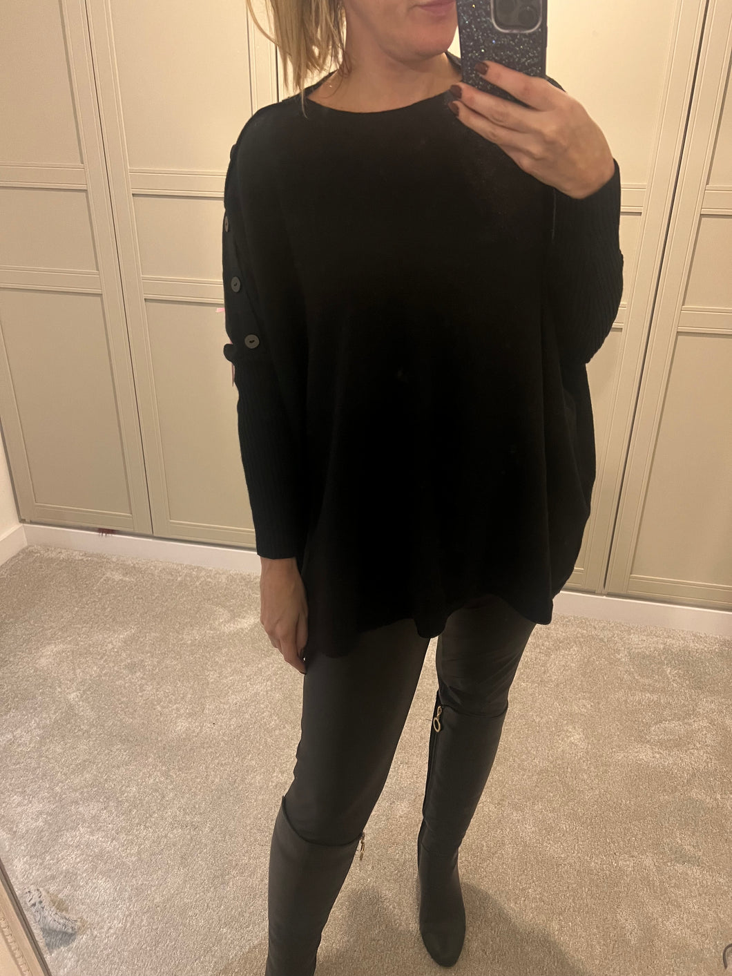 Black button detail jumper