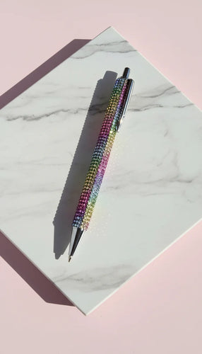 Multi colour diamanté pen in gift sleeve