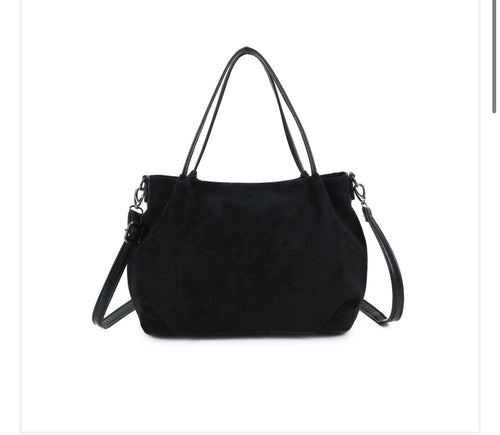 Suede effect black bag