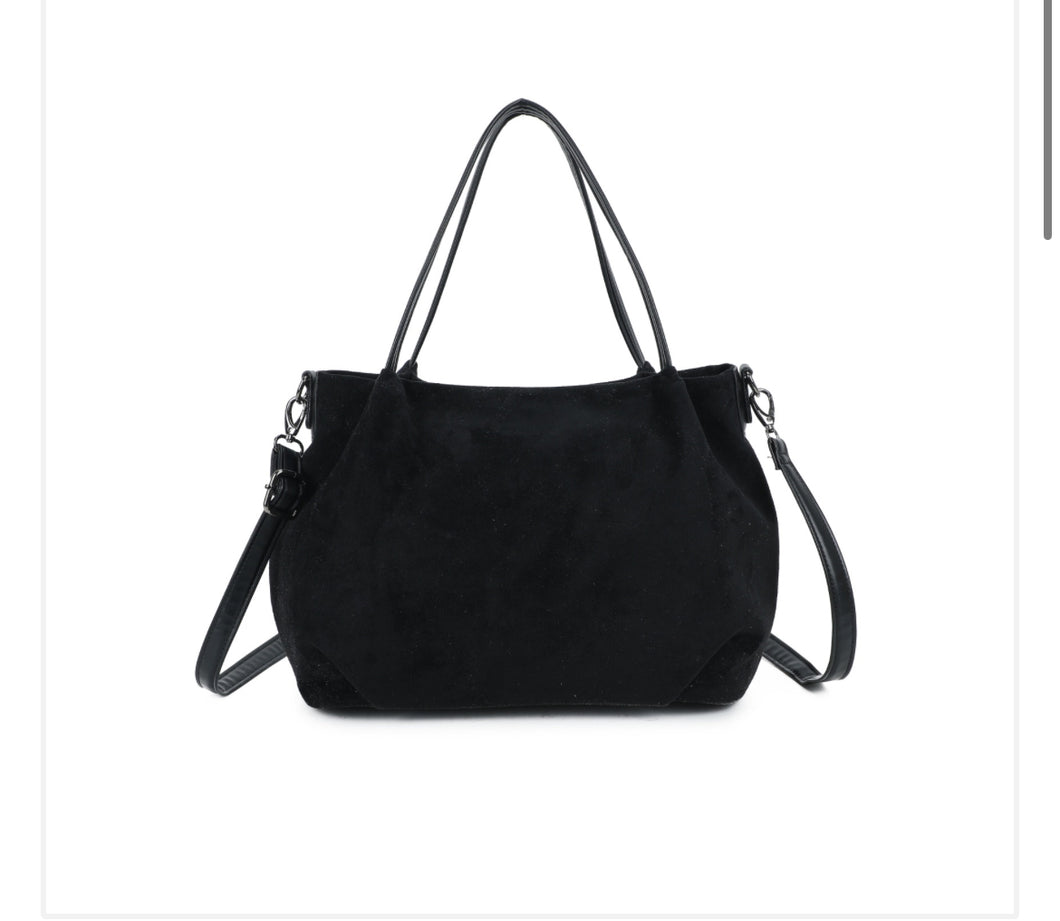 Suede effect black bag