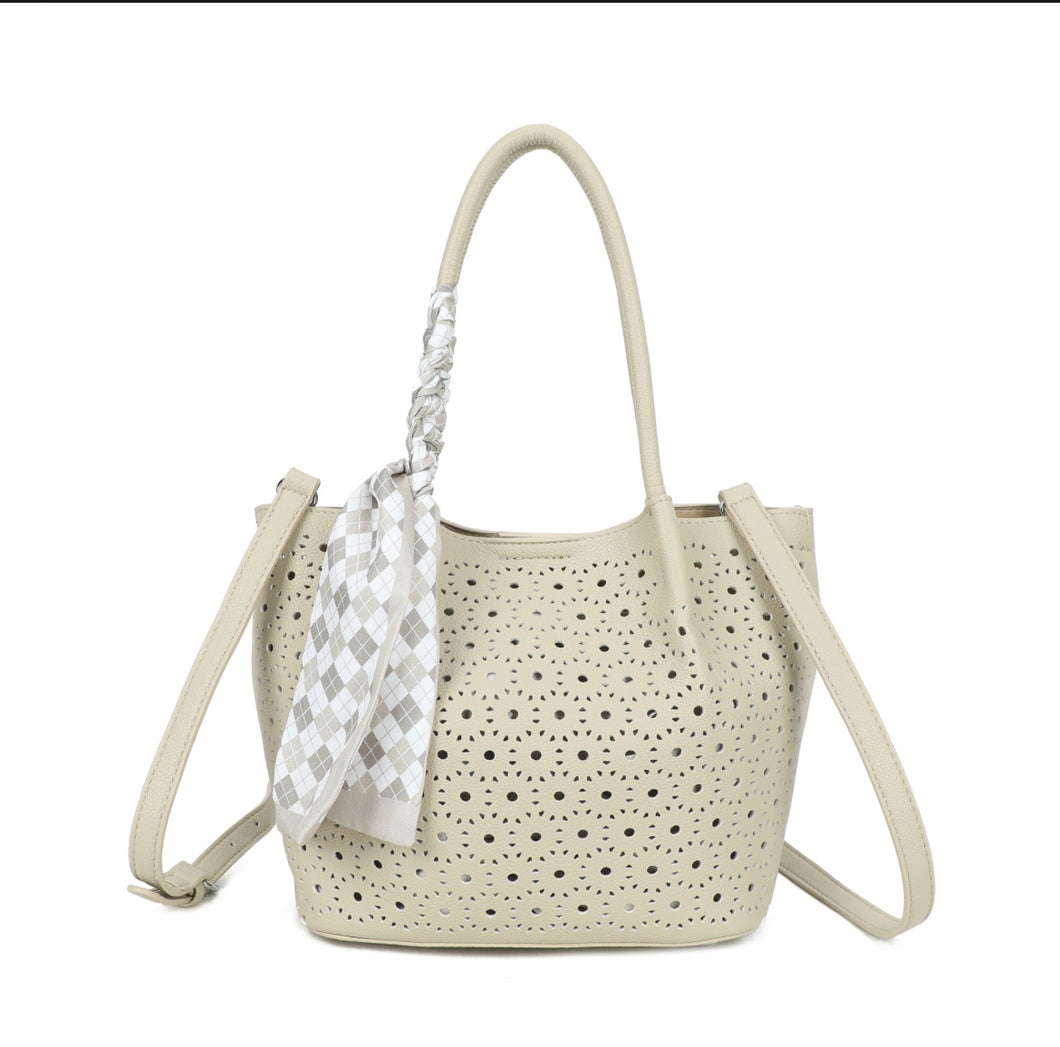 Cream scarf tote bag