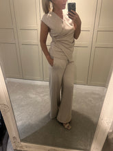Wide leg oatmeal trousers