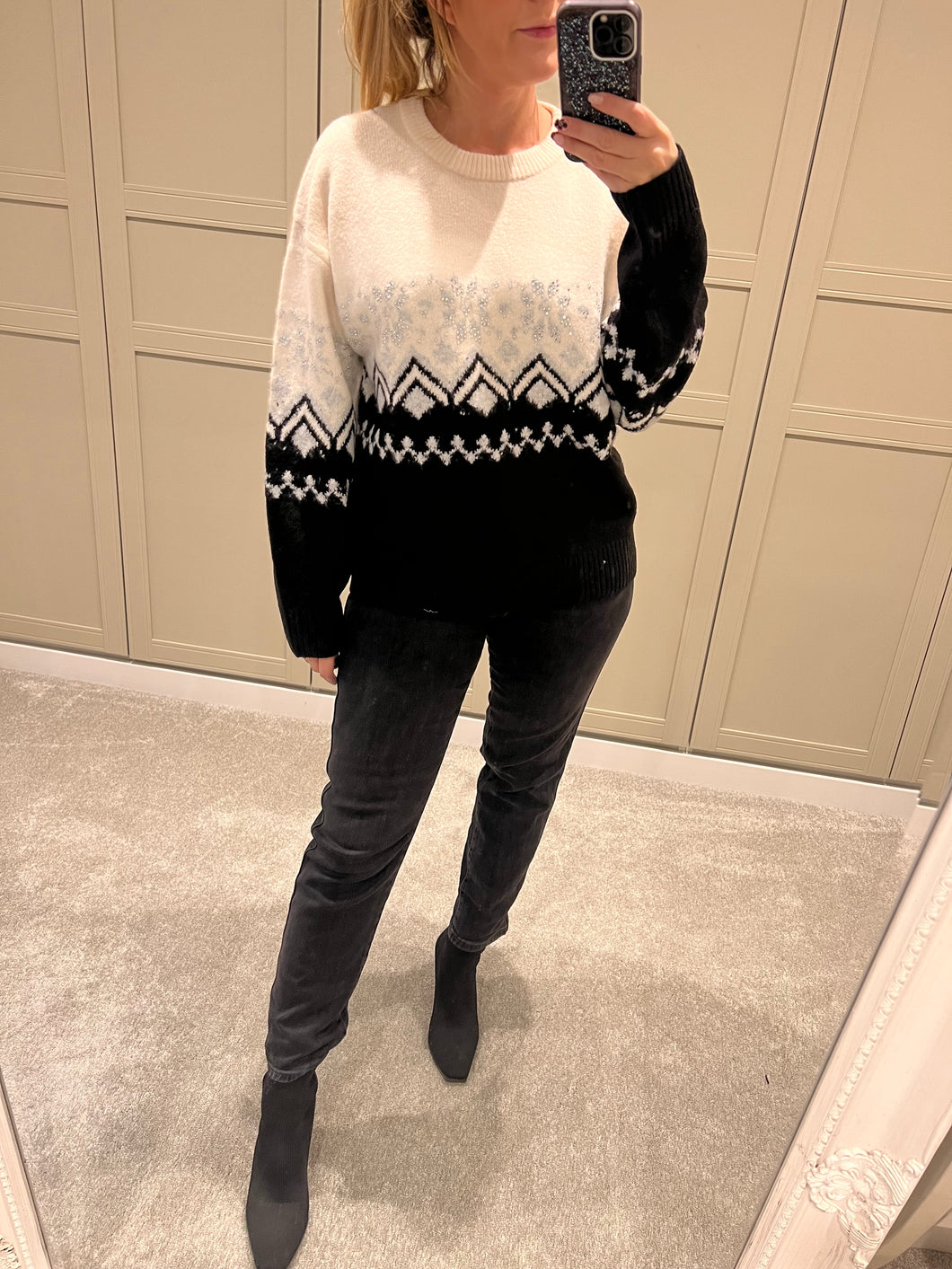 Black and white Christmas jumper