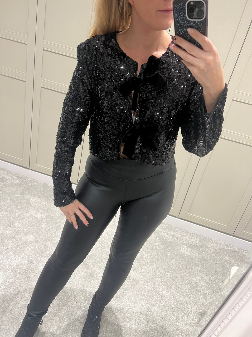 Black sequin sparkle cardigan