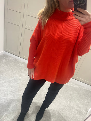 Oversized ribbed orange jumper