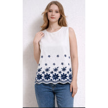 Cotton navy and white vest top