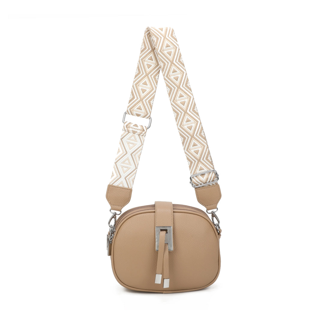 Beige cross body bag