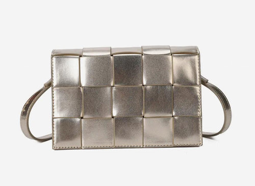 Gold woven handbag