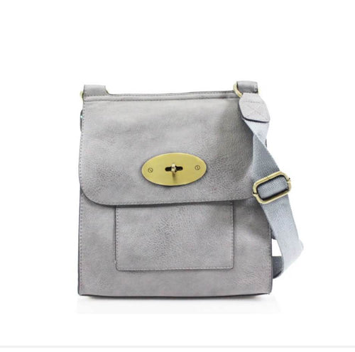 Grey messenger crossbody bag
