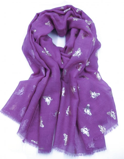 Purple bee scarf